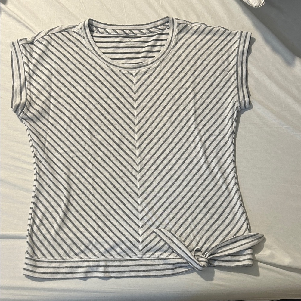 Talbots Gray/white Striped Top